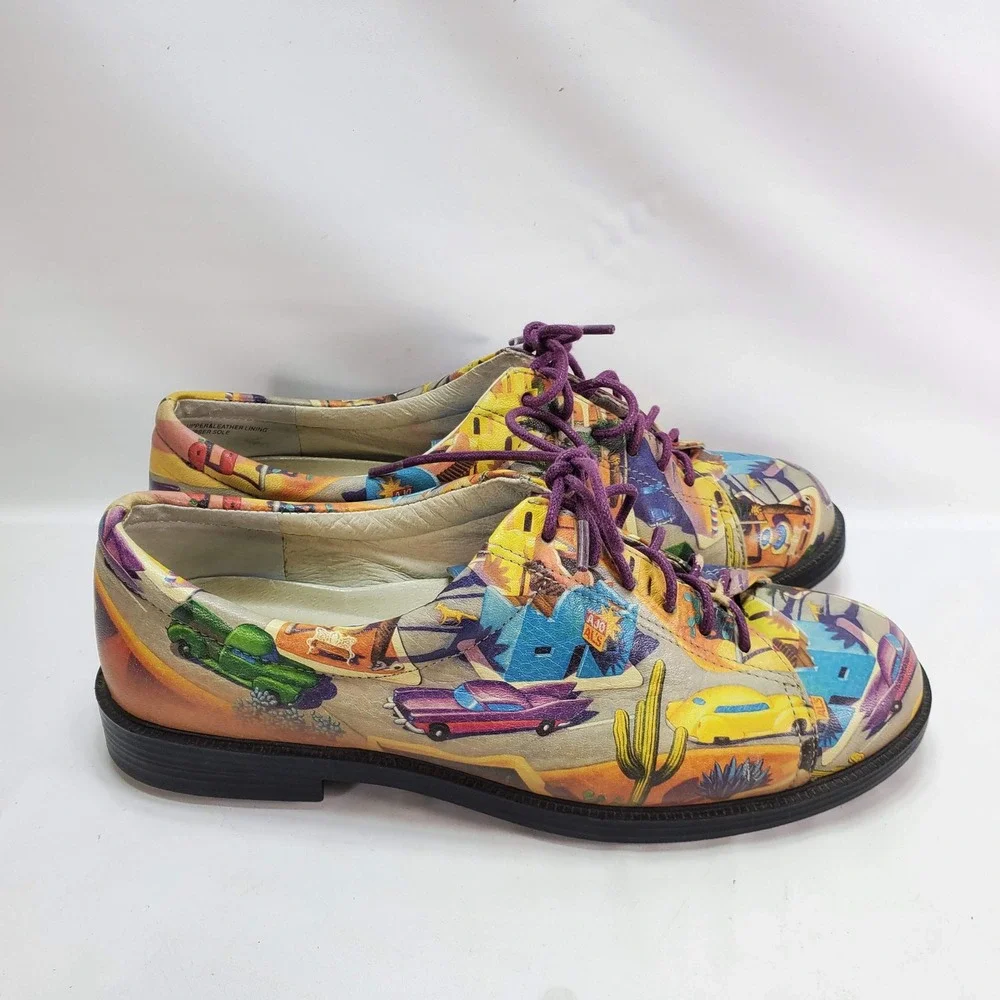 Icon Oxford Shoes Women 7.5 Leather Desert Road Trip Vintage Car Art